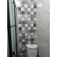 Mutfak Tezgah Arası Kendinden Yapışşkanlı Folyo Kaplama Siyah Beyaz Fayans Desen 60 cm  x 100 cm