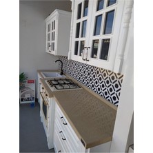 Mutfak Tezgah Arası Kendinden Yapışkanlı Folyo Kaplama Siyah Beyaz Fayans Desen 60 cm  x 100 cm