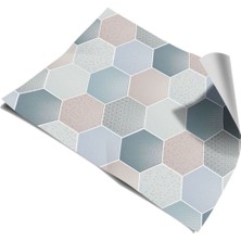 Mutfak Tezgah Arası Kendinden Yapışkanlı Folyo Kaplama Mermer Desen Altıgen Geometrik 60 cm  x 100 cm
