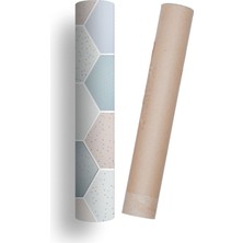 Mutfak Tezgah Arası Kendinden Yapışkanlı Folyo Kaplama Mermer Desen Altıgen Geometrik 60 cm  x 100 cm