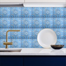 Mutfak Tezgah Arası Folyo Kaplama Taş Desen Mavi 60 cm  x 100 cm