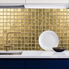 Mutfak Tezgah Arası Pvc Folyo Kendinden Yapışkanlı Kaplama Taş Desen Gold Renk 60 cm  x 100 cm