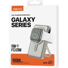 Recci RPB-W27 Galaxy Serisi Magsafe Uyumlu Type-C ve Lightning Kablolu Powerbank 20W 10.000MAH Gold