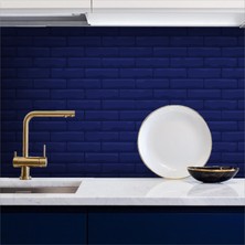 Mutfak Tezgah Arası Kendinden Yapışkanlı Folyo Tuğla Taş Lacivert 60 cm  x 100 cm