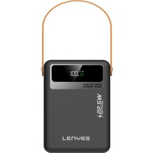 Lenyes PX892D LED Göstergeli Taşınabilir Askılı ve LED Işıklı Powerbank 22.5W 80.000MAH Siyah