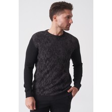 White Stone Guarulhos 2024-36 O Yaka Slim Fit Pamuklu Venezia Triko Siyah Antrasit