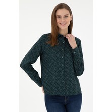U.S. Polo Assn. Kadın Koyu Yeşil Gömlek Desenli 50291101-VR079