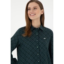 U.S. Polo Assn. Kadın Koyu Yeşil Gömlek Desenli 50291101-VR079