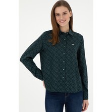U.S. Polo Assn. Kadın Koyu Yeşil Gömlek Desenli 50291101-VR079