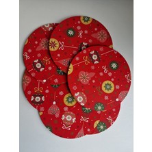 Hobi Kafe Yılbaşı Temalı 6 Adet Lastikli Supla Örtüs 6 Adet Mdf Supla 6 Adet Peçete Halkası