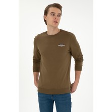 U.S. Polo Assn. Erkek Regular Fit Bisiklet Yaka Haki Sweatshirt 50293742-VR027