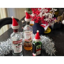 Cadde 3D Alkol Şişelerine Uyumlu Noel Şapkası - Yılbaşı Süsleri (3 Adet)