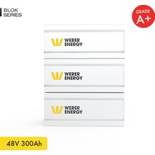 Werer Energy 48V 300Ah LiFePO4 Block Series Bluetooth'lu Lityum Demir Fosfat Akü