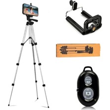 Bluetooth Kumandalı Gri Tripod Profesyonel Telefon/kamera Tutucu Tripod + çanta hediyeli