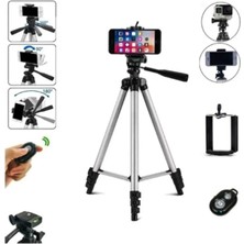 Bluetooth Kumandalı Gri Tripod Profesyonel Telefon/kamera Tutucu Tripod + çanta hediyeli