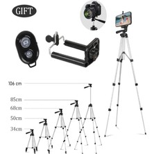 Bluetooth Kumandalı Gri Tripod Profesyonel Telefon/kamera Tutucu Tripod + çanta hediyeli