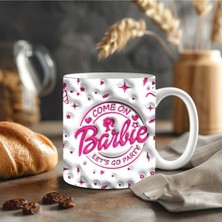 Barbie Pembe Desenli 3D Tasarım Seramik Kupa - Hediyelik Kupa Bardak KP48