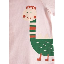 OZMOZ Organik Dino Baskılı Patikli Pembe Baharlık Unisex Bebek Takım