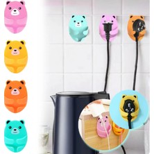 8 Adet Yapışkanlı Ayı Model Emoji Şekilli Kablo Fiş Tutucu Askısı Kablo Düzenleyici Sabitleyici