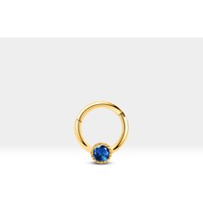 Yuvarlak Safirli Halka Piercing, 10 mm , 1.2 Mm, 14K Sarı-Beyaz-Kırmızı Altın | LC00050S