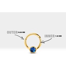 Yuvarlak Safirli Halka Piercing, 10 mm , 1.2 Mm, 14K Sarı-Beyaz-Kırmızı Altın | LC00050S