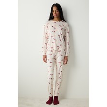 Penti Cozy Fuzzy Bej Pantolon Pijama Takımı