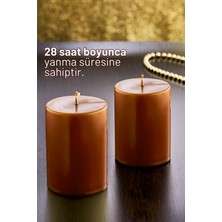 Grimor Life 2'li Dekoratif Mum Seti -  Mum - Kahverengi Beton Mum