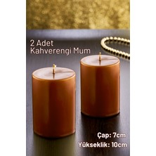 Grimor Life 2'li Dekoratif Mum Seti -  Mum - Kahverengi Beton Mum