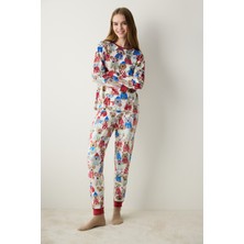 Penti Happy Dogs Fuzzy Çok Renkli Pantolon Pijama Takımı