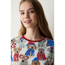 Penti Happy Dogs Fuzzy Çok Renkli Pantolon Pijama Takımı