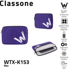 Classone WTX-K153 15.6 ,16 inch WTXpro Serisi Su Geçirmez Kumaş, Macbook,Mac Air,Laptop Kılıfı - Mor