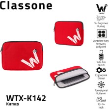 Classone WTX-K142 13, 14 inch WTXpro Serisi Su Geçirmez Kumaş, Macbook,Mac Air,Laptop Kılıfı - Kırmızı