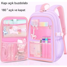 Zhoulingjun Kızlar 1-2 Sınıf Büyük Kapasiteli Buzdolabı Açık Kapı Okul Çantası Hafif ve Yük (Yurt Dışından)