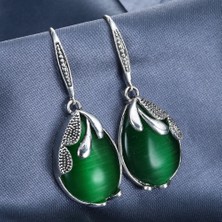 Renjie Shop C No.5 Boyutu Kadın Klasik Zümrüt Yeşim Taşlı Gümüş Küpe Parti Takı Sevgi Hediyesi Karşılık Gelen Resim Için Stil Seçimi (Yurt Dışından)