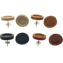 Renjie Shop C Siyah Stil Boş Ahşap Cabochon Küpe Tabanı Paslanmaz Çelik Post Küpe Ayarları Cam Uygun Diy Mücevher Bulguları Için (Yurt Dışından)