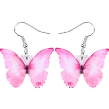 Renjie Shop C Pembe Tarzı Kadın Kızlar ve Gençler Için Büyük Pembe Morfo Kelebek Küpe Damla Kolye Takı Tatlı Böcek Kolyeler Süsler Aksesuarlar Şık Hediyeler Parti Takı Takıları (Yurt Dışından)