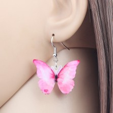 Renjie Shop C Pembe Tarzı Kadın Kızlar ve Gençler Için Büyük Pembe Morfo Kelebek Küpe Damla Kolye Takı Tatlı Böcek Kolyeler Süsler Aksesuarlar Şık Hediyeler Parti Takı Takıları (Yurt Dışından)