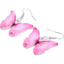 Renjie Shop C Pembe Tarzı Kadın Kızlar ve Gençler Için Büyük Pembe Morfo Kelebek Küpe Damla Kolye Takı Tatlı Böcek Kolyeler Süsler Aksesuarlar Şık Hediyeler Parti Takı Takıları (Yurt Dışından)