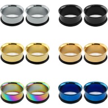 Renjie Shop C Siyah Stil 22 mm 3 Çift Paslanmaz Çelik Tek Flare Kulak Tünelleri Fişler ile Silikon O-Yüzük Kulak Stretcher Genişletici (Yurt Dışından)