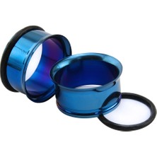 Renjie Shop C Siyah Stil 22 mm 3 Çift Paslanmaz Çelik Tek Flare Kulak Tünelleri Fişler ile Silikon O-Yüzük Kulak Stretcher Genişletici (Yurt Dışından)
