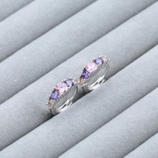 Renjie Shop C Moda Topaz Gümüş Kadın Takı Doğal Tanzanit Yakut Halka Küpeler (Yurt Dışından)