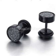 Renjie Shop C Siyah Stil Punk 8mm Paslanmaz Çelik Karbon Fiber Sahte Kulak Tıkaç Küpe (Yurt Dışından)
