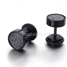 Renjie Shop C Siyah Stil Punk 8mm Paslanmaz Çelik Karbon Fiber Sahte Kulak Tıkaç Küpe (Yurt Dışından)