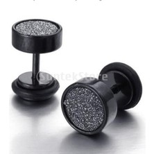 Renjie Shop C Siyah Stil Punk 8mm Paslanmaz Çelik Karbon Fiber Sahte Kulak Tıkaç Küpe (Yurt Dışından)