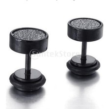 Renjie Shop C Siyah Stil Punk 8mm Paslanmaz Çelik Karbon Fiber Sahte Kulak Tıkaç Küpe (Yurt Dışından)