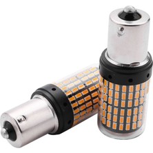 Arcane Canbus Araba Parlak, 2 Adet Süper Parlak Flaşsız 1156 Canbus Araba LED Işık BAU15S PY21W 144SMD 3014 Çipler Dönüş Sinyali Geri Vites Kuyruk Yedek Ampulleri, Gümüş Kabuk (Sarı Işık) (Yurt Dışından)