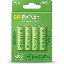 GP AA 2600 mAh Şarjlı Kalem Pil 4'lü Paket GP270AAHCEMTR