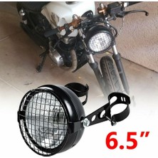Arcane Far, Retro Vintage Motosiklet Evrensel Yan Montaj 35W 6.5 Inç Şeffaf Far Cafe Racer Izgara + Braket Seti, Gümüş ve Siyah (Yurt Dışından)