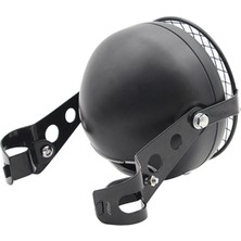 Arcane Far, Retro Vintage Motosiklet Evrensel Yan Montaj 35W 6.5 Inç Şeffaf Far Cafe Racer Izgara + Braket Seti, Gümüş ve Siyah (Yurt Dışından)