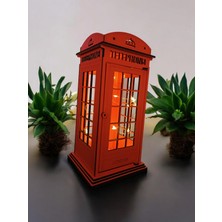 GHY Ahşap Ahşap Dekoratif Işıklı London Telefon Kulübesi - Mumluk, Dekoratif, Süs Londra Telefon Kulübesi